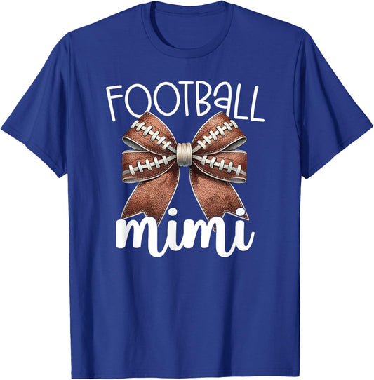 Football Mimi - Football Coquette Bow - Grandma Game Day T-Shirt - T-Shirt | Royal