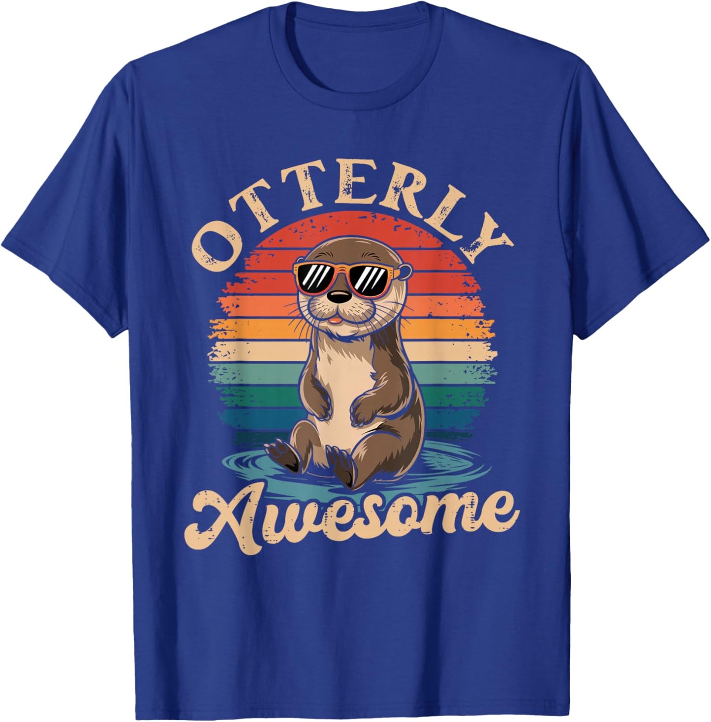 Otterly Awesome Funny Otter Sea Animal Retro T-Shirt - T-Shirt | Royal