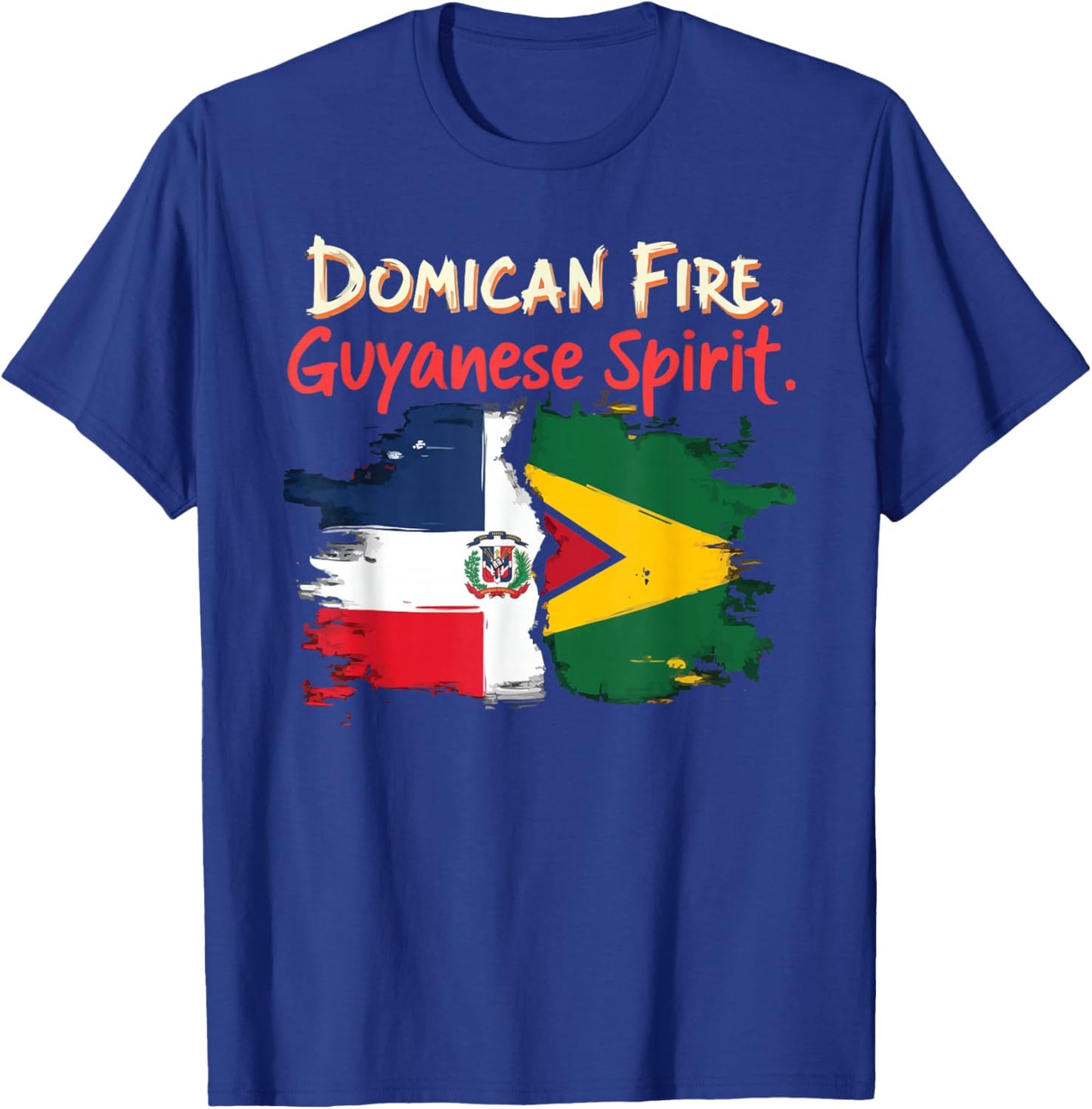 Half Dominican Half Guyanese Dominican Republic Flag Guyana T-Shirt - T-Shirt | Royal