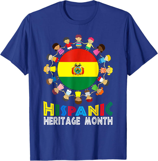 Bolivian Flag Hispanic Heritage Bolivia Boy Girl Kids T-Shirt - T-Shirt | Royal