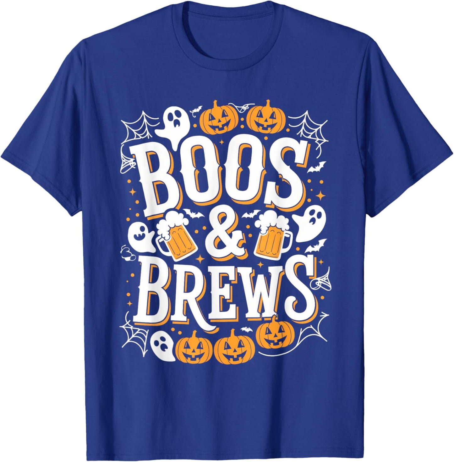 Boos & Brews Halloween Party Beer & Ghost Scary Spooky T-Shirt - T-Shirt | Royal