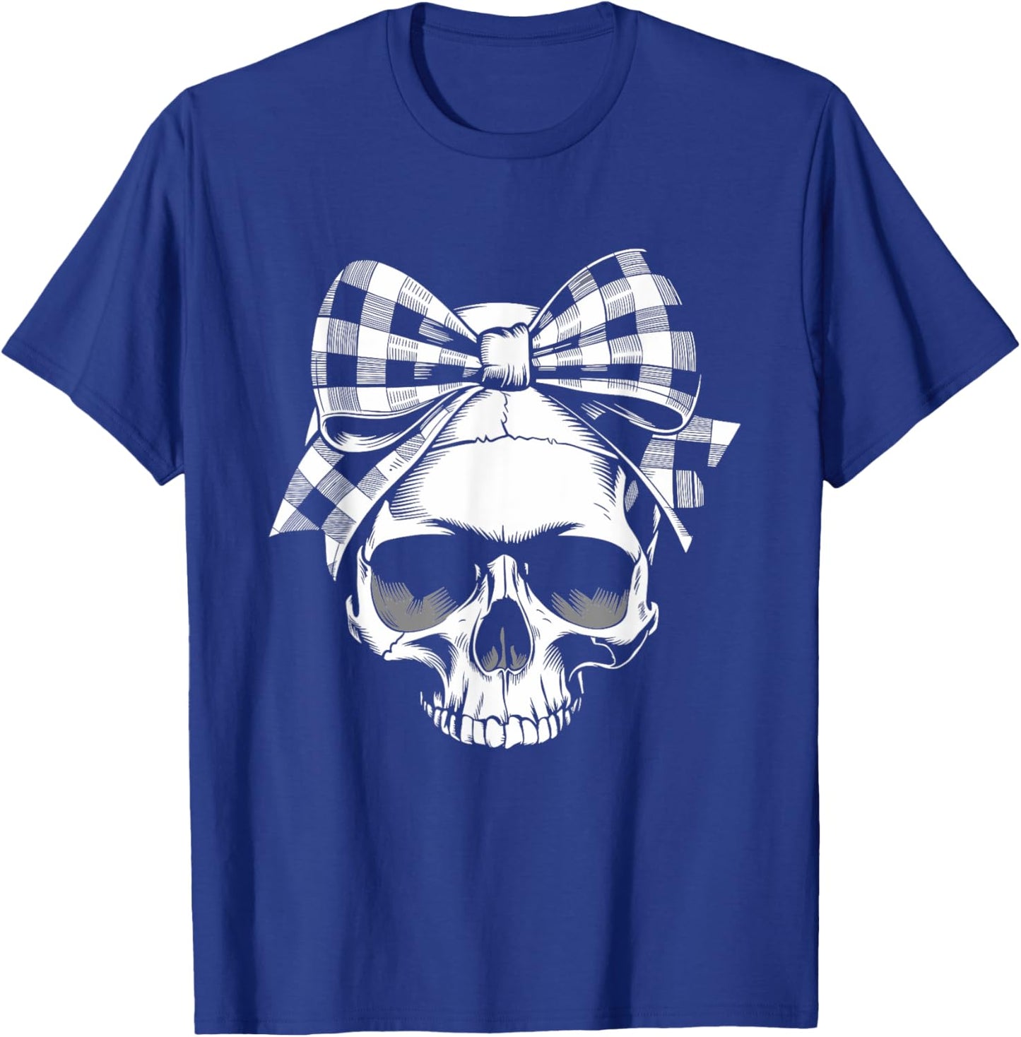 Skull Coquette Bow Halloween black and white bow T-Shirt - T-Shirt | Royal