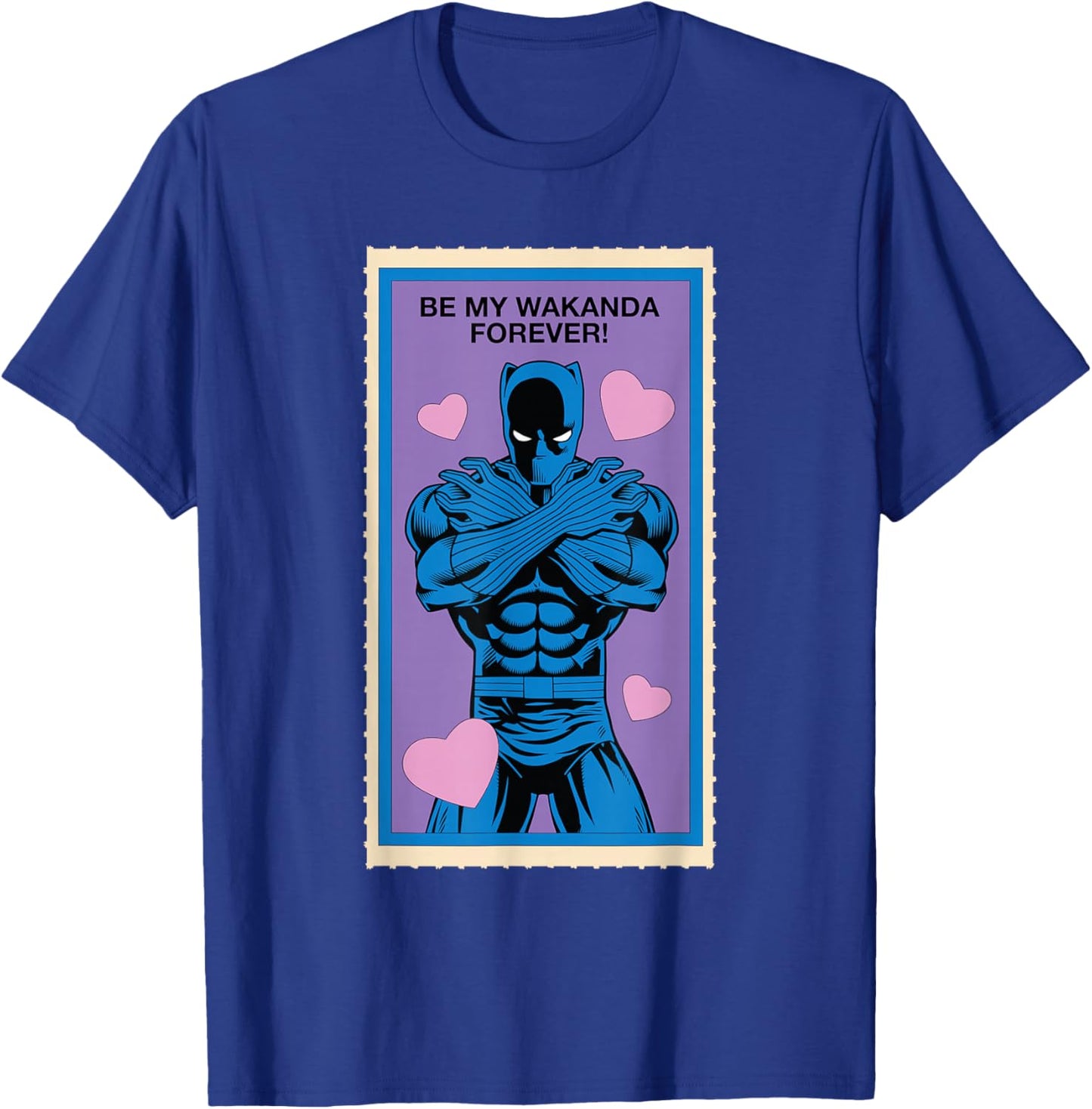 Marvel Retro '80s Valentine's Day Card Black Panther T-Shirt - T-Shirt | Royal