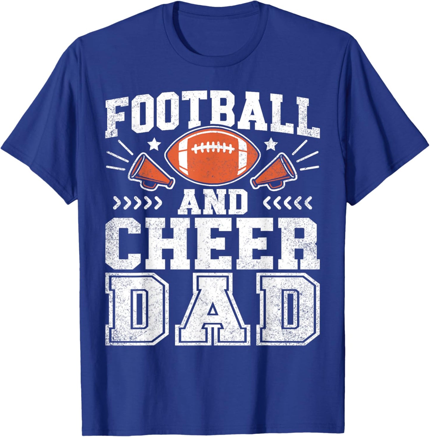 Football And Cheer Dad Daddy Cheerleader Player Fathers Day T-Shirt - T-Shirt | Royal