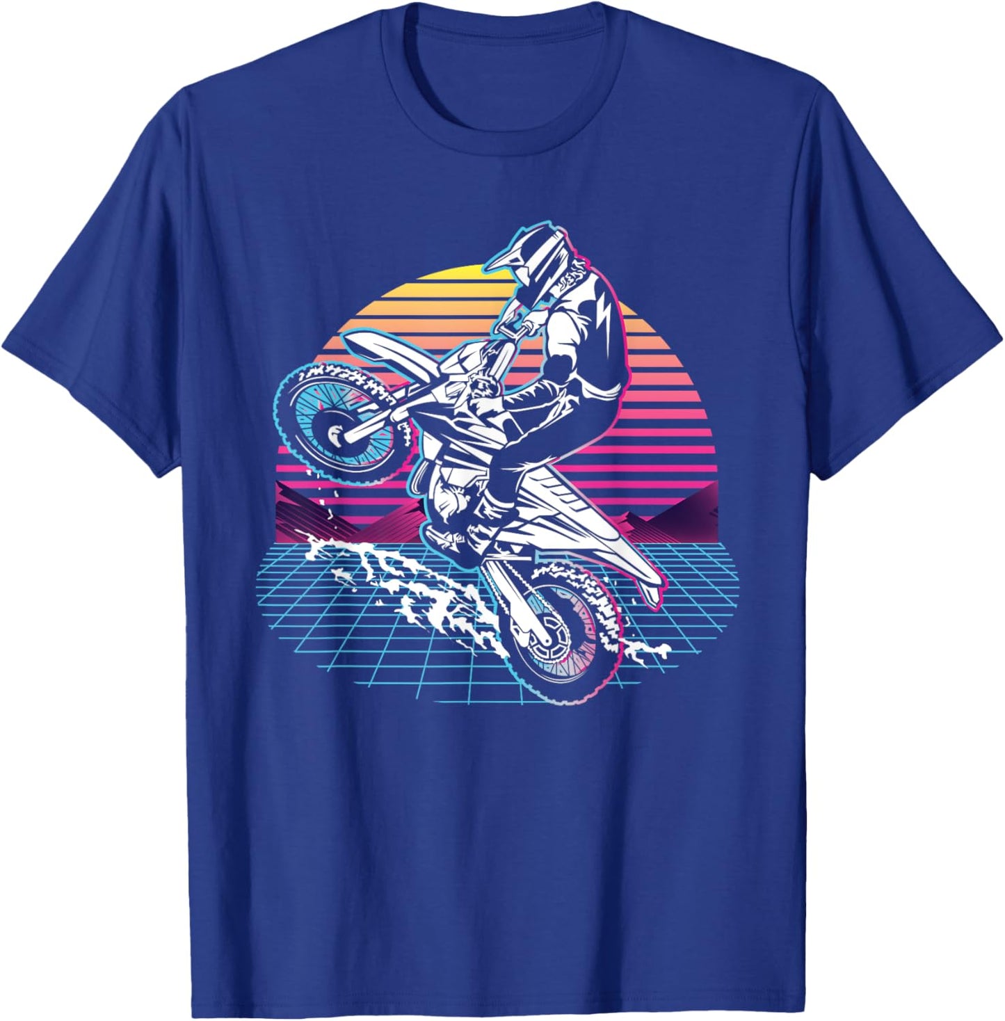 Dirt Bike Rider MX Biker Motocross 80s 90s Retro T-Shirt - T-Shirt | Royal
