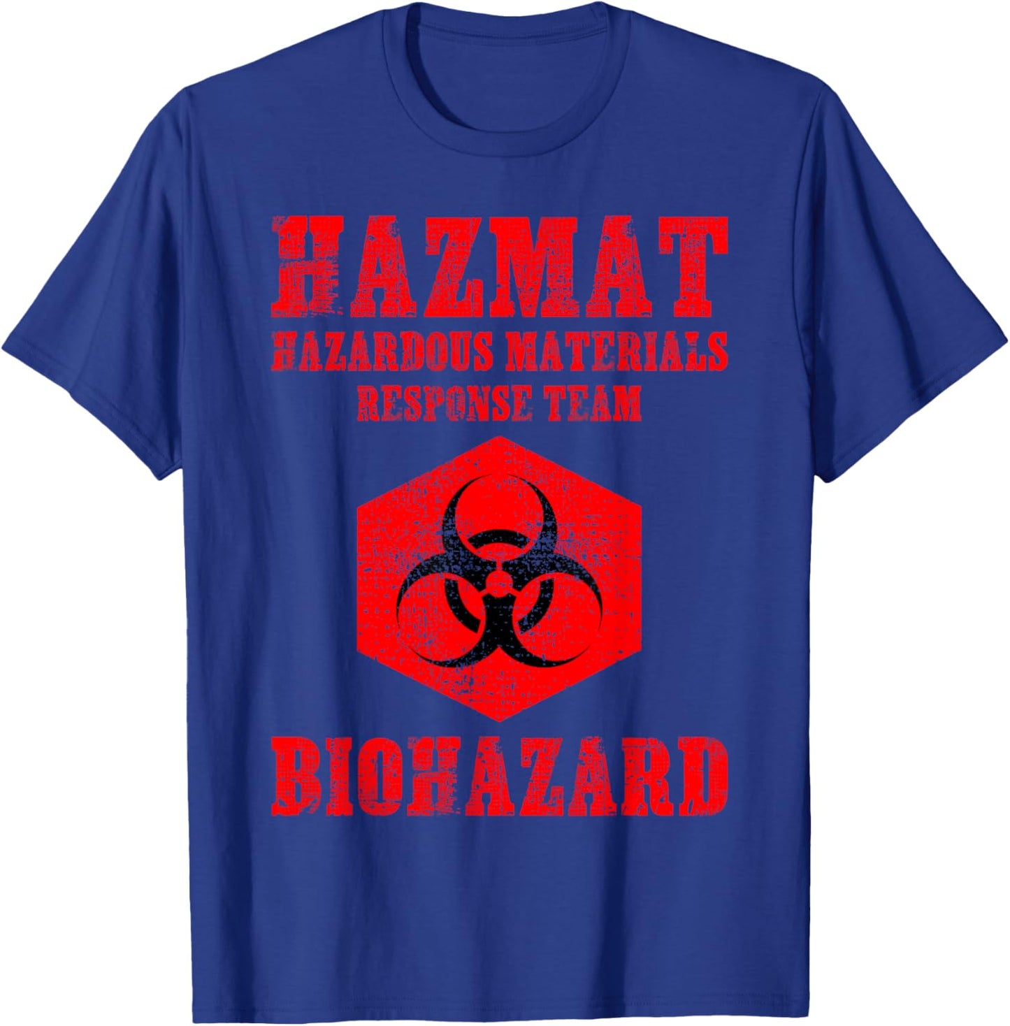 Hazardous Material Hazmat Response Team Grunge Biohazard T-Shirt - T-Shirt | Royal