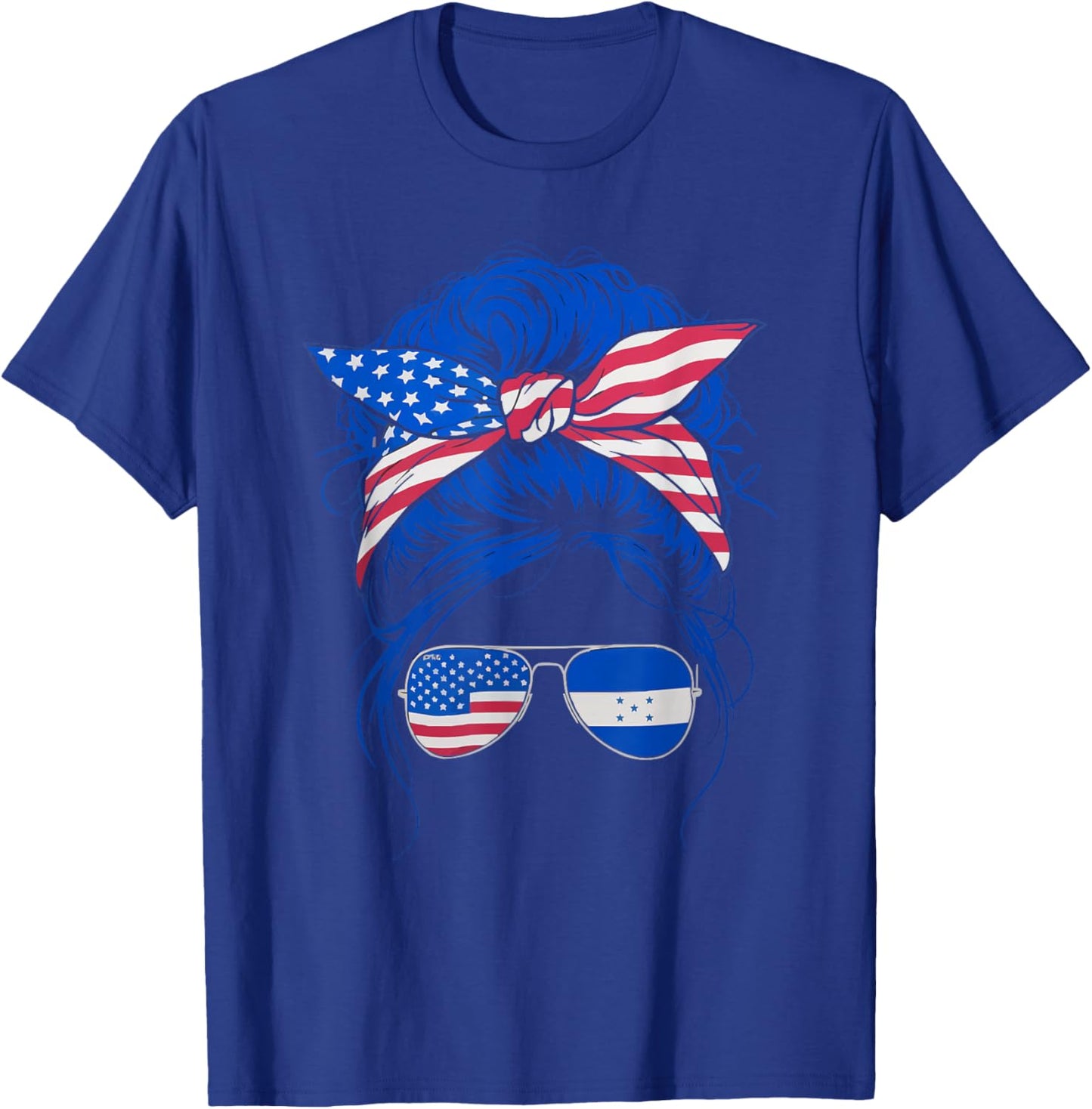 Half American Half Honduran USA Flag Honduras America T-Shirt - T-Shirt | Royal