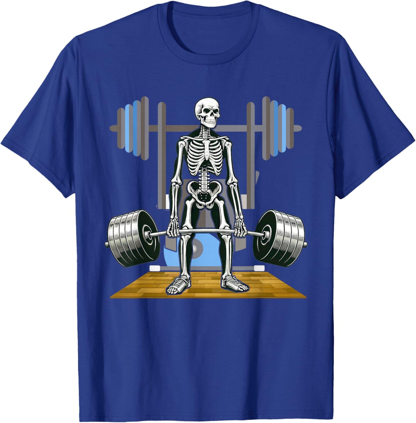 Halloween Skeleton Deadlift Funny Fitness Weightlifting T-Shirt - T-Shirt | Royal