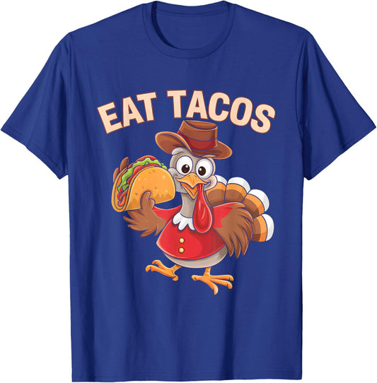 Funny Mexican Thanksgiving Turkey Eat Tacos Sombrero T-Shirt - T-Shirt | Royal