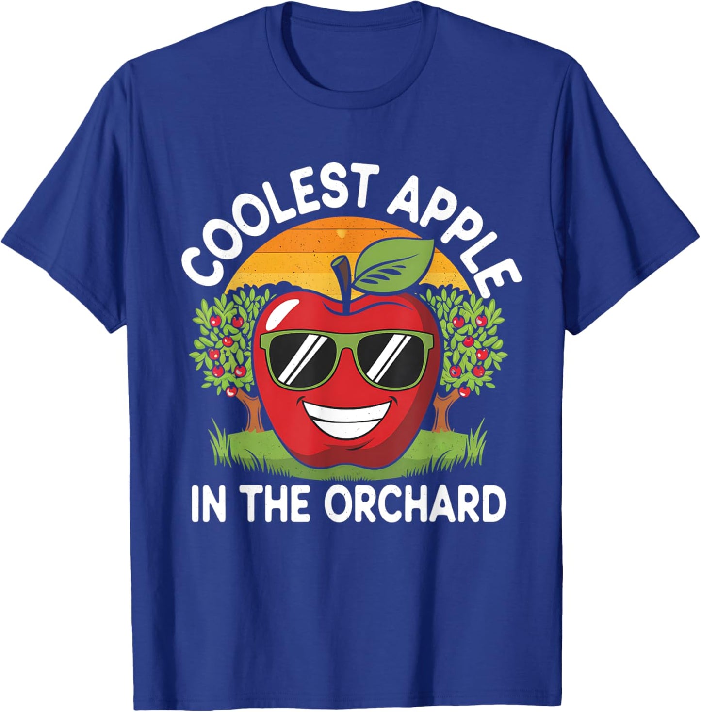 Retro Coolest Apple in the Orchard | Apple Picking Season T-Shirt - T-Shirt | Royal
