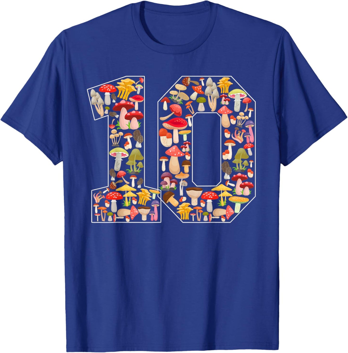 10th Birthday Mushroom Themed 10 Year Old Boy Girl Birthday T-Shirt - T-Shirt | Royal