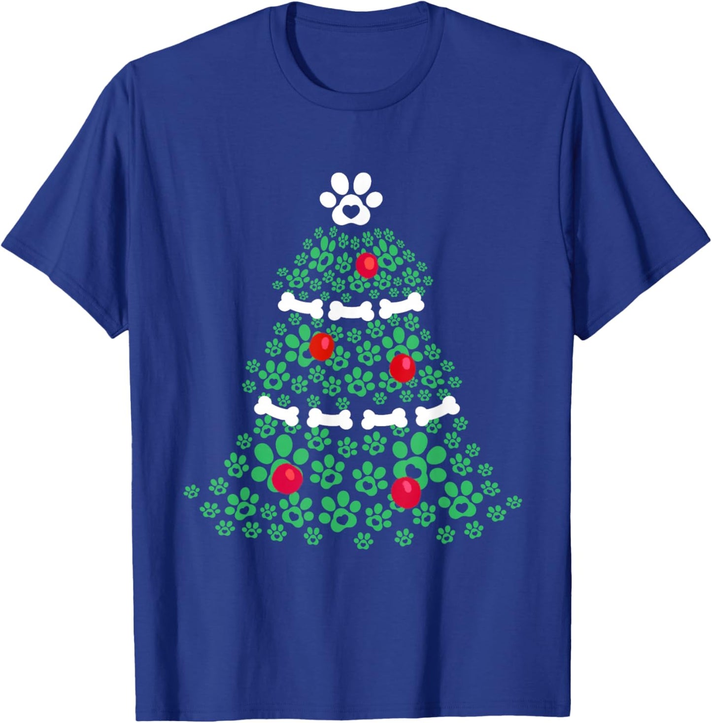 Cute Xmas Dog Paw Christmas Tree Puppy Lovers Men Women Kids T-Shirt - T-Shirt | Royal