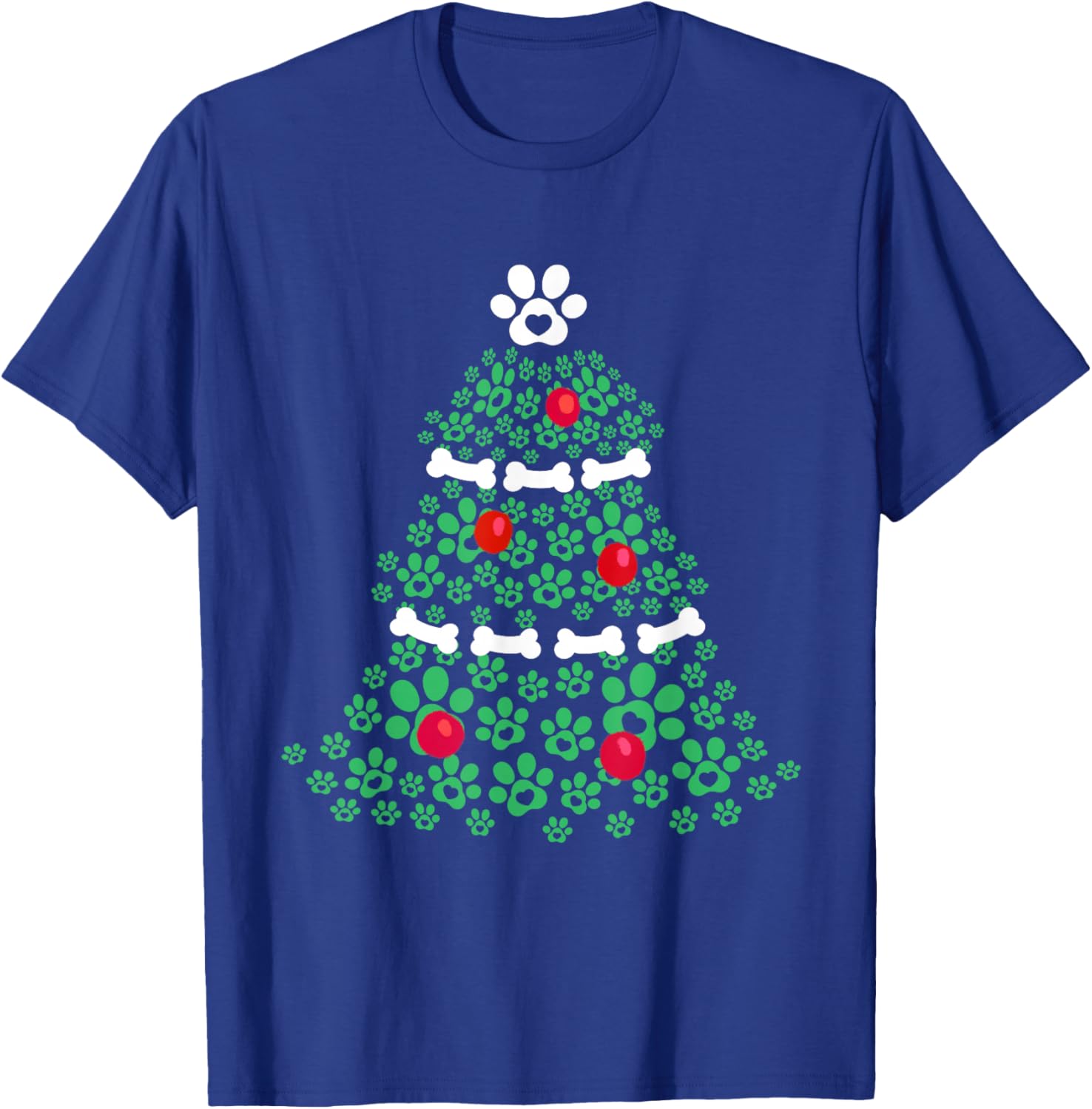 Cute Xmas Dog Paw Christmas Tree Puppy Lovers Men Women Kids T-Shirt - T-Shirt | Royal
