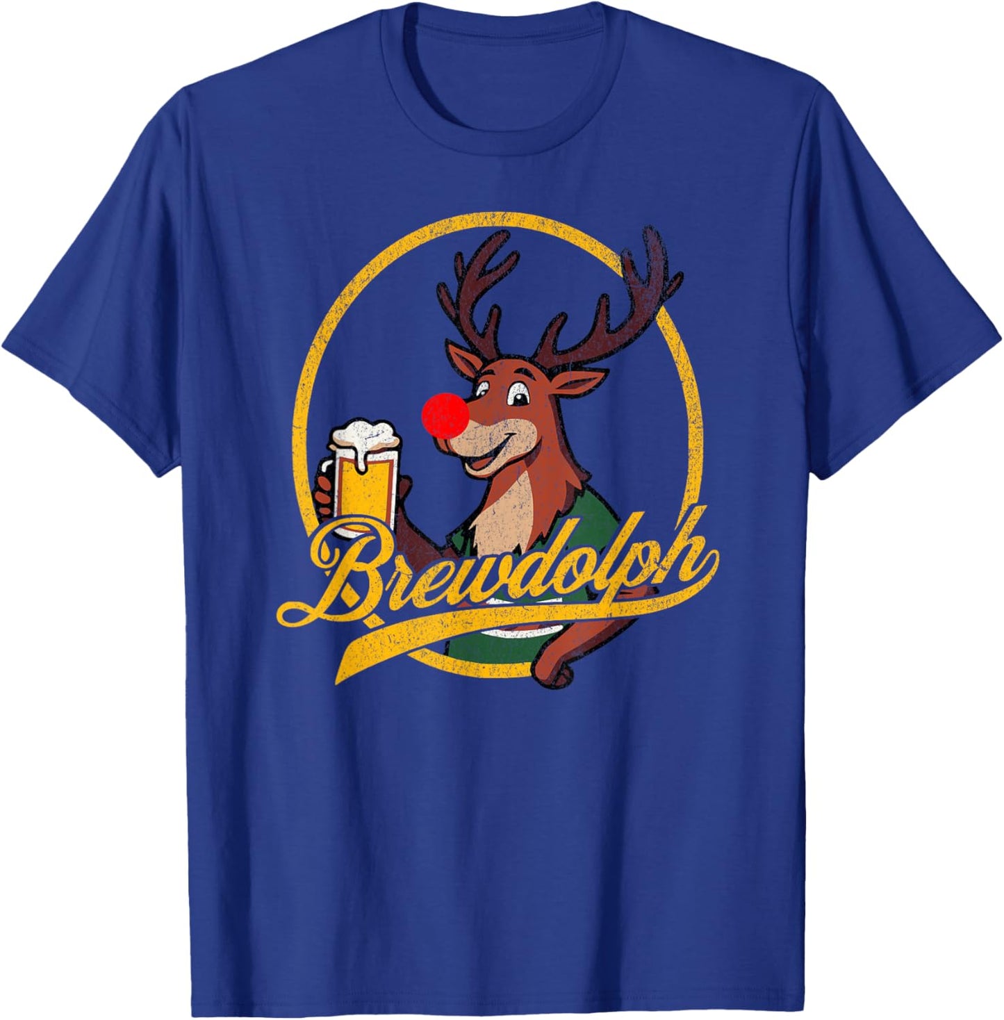Funny BREWDOLPH Reindeer Christmas Beer Drinker Drinking T-Shirt - T-Shirt | Royal