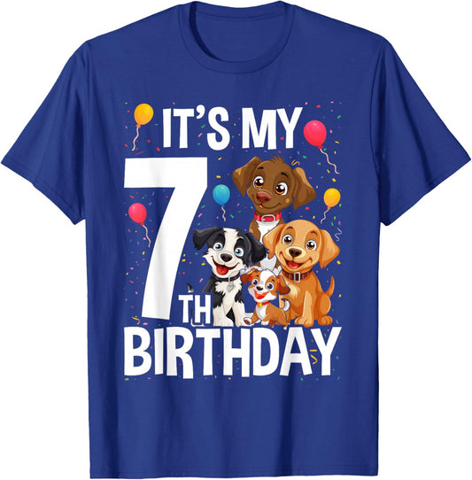 It's My 7th Birthday Dog Lover Theme 7 Years Old Puppy T-Shirt - T-Shirt | Royal