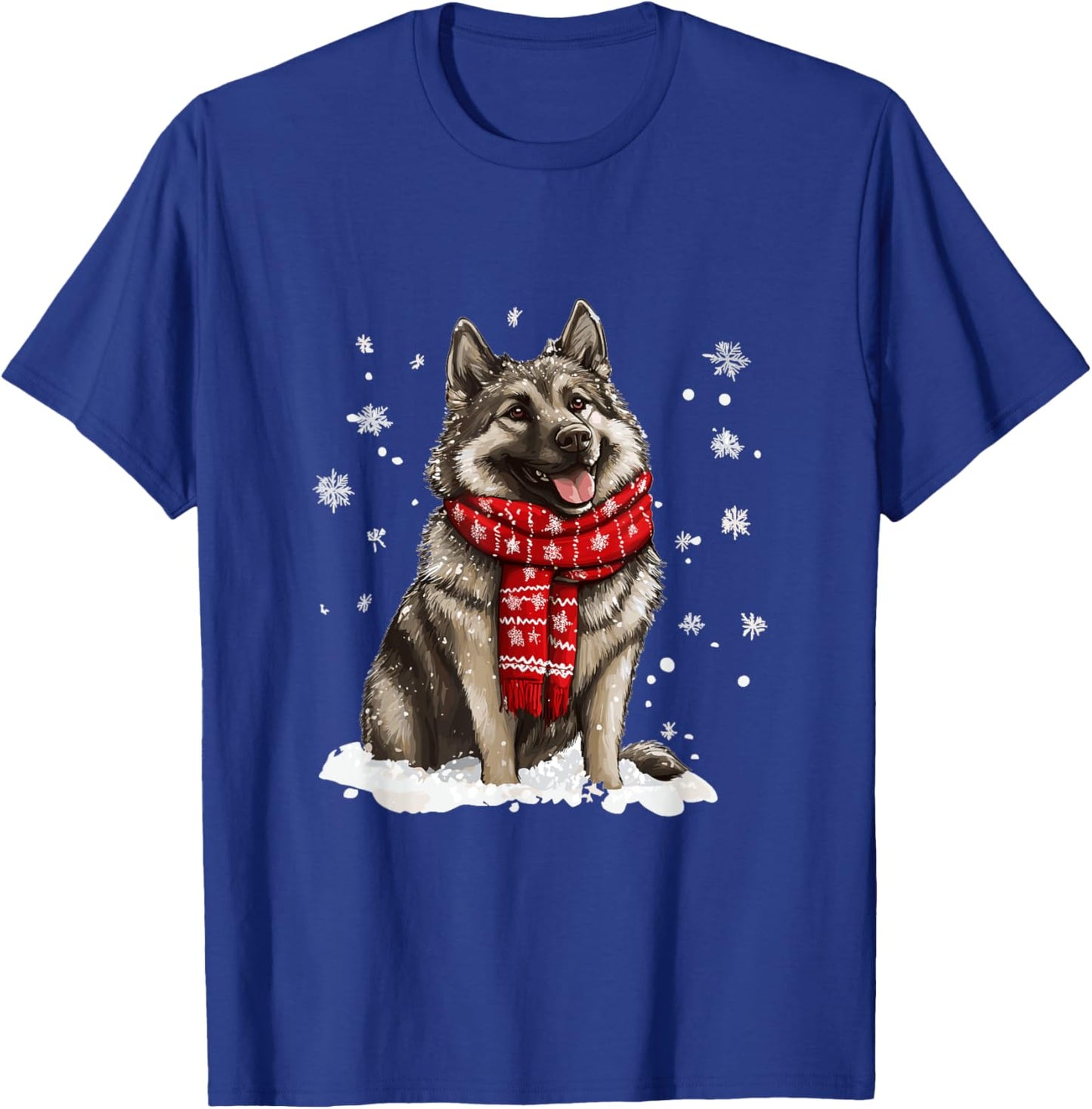 Cute Norwegian Elkhound Dog Christmas Merry X-mas Graphic T-Shirt - T-Shirt | Royal