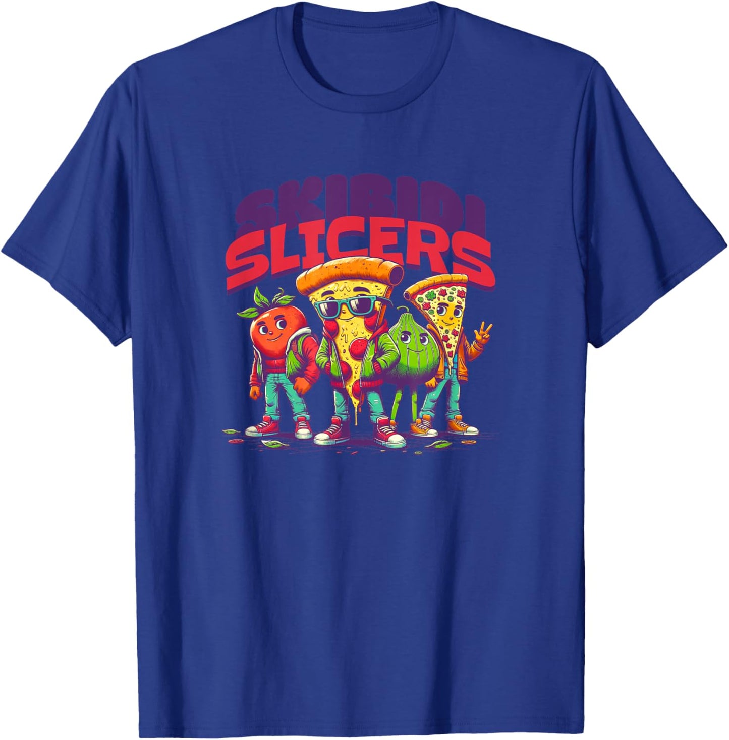 Skibidi slicers funny viral brain rot pizza Gen Alpha T-Shirt - T-Shirt | Royal