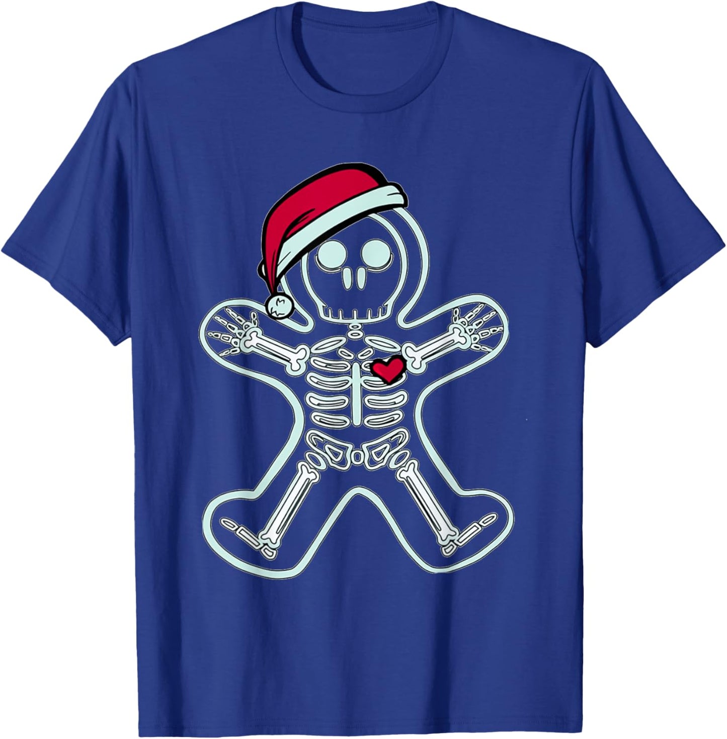 Christmas XRay Gingerbread Man Skeleton Santa Hat Radiology T-Shirt - T-Shirt | Royal