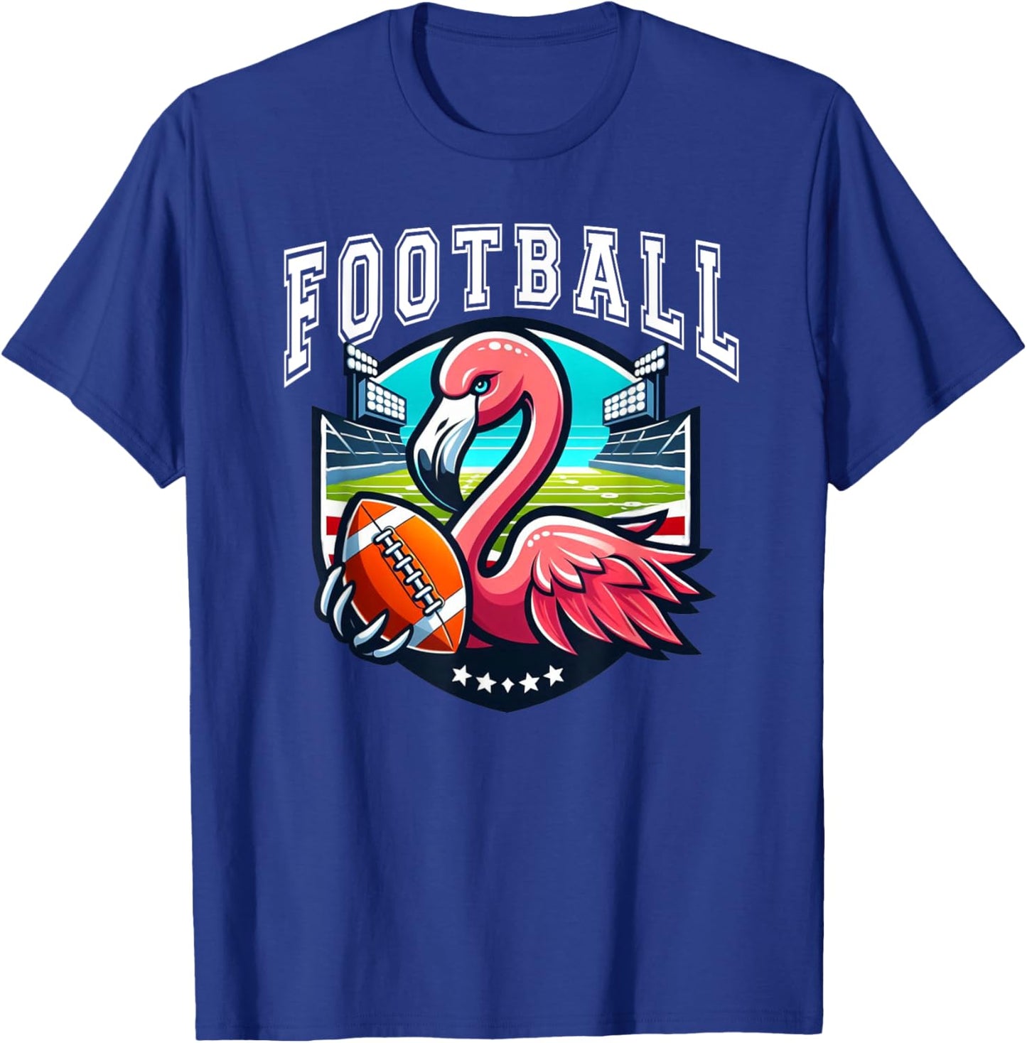 Football Pink Flamingo Playing Football T-Shirt - T-Shirt | Royal