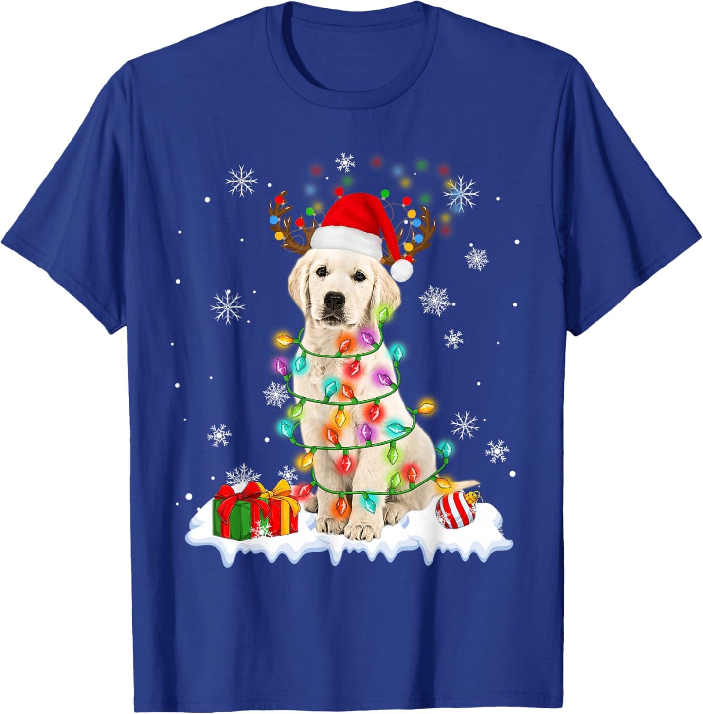 Funny Santa Labrador Retriever Christmas Light Dog Xmas 2025 T-Shirt - T-Shirt | Royal