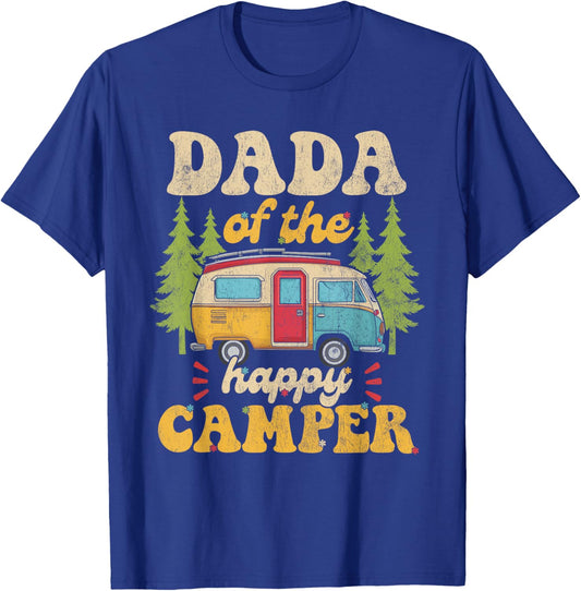 Dada of Happy Camper 1st Birthday Party Retro Dada T-Shirt - T-Shirt | Royal