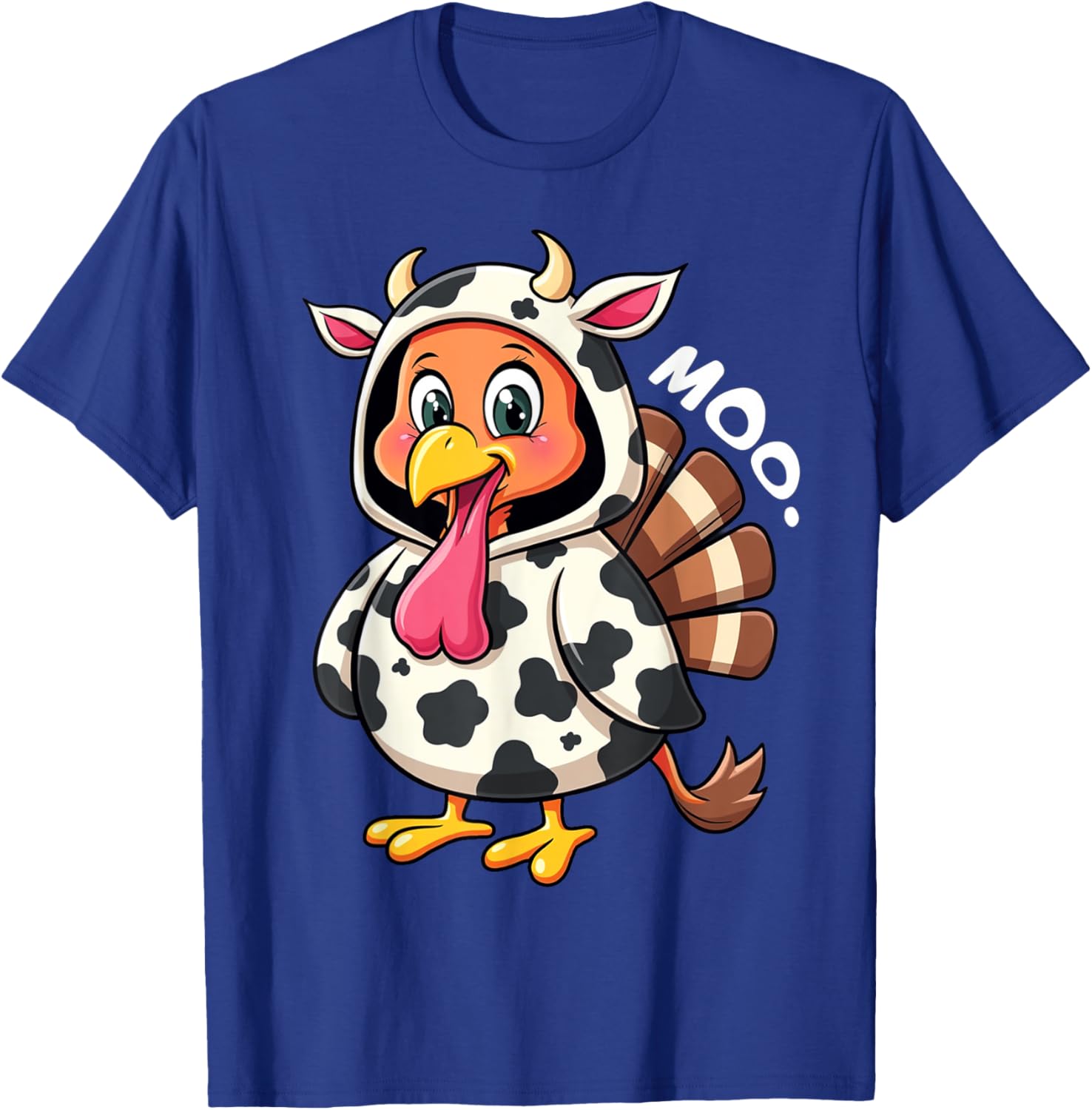 Turkey Moo Cow Costume Funny Turkey Thanksgiving T-Shirt - T-Shirt | Royal