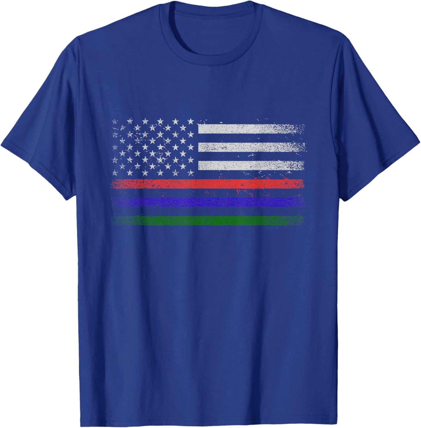 Thin Red Blue Green Line Police Firefighters Military T-Shirt - T-Shirt | Royal