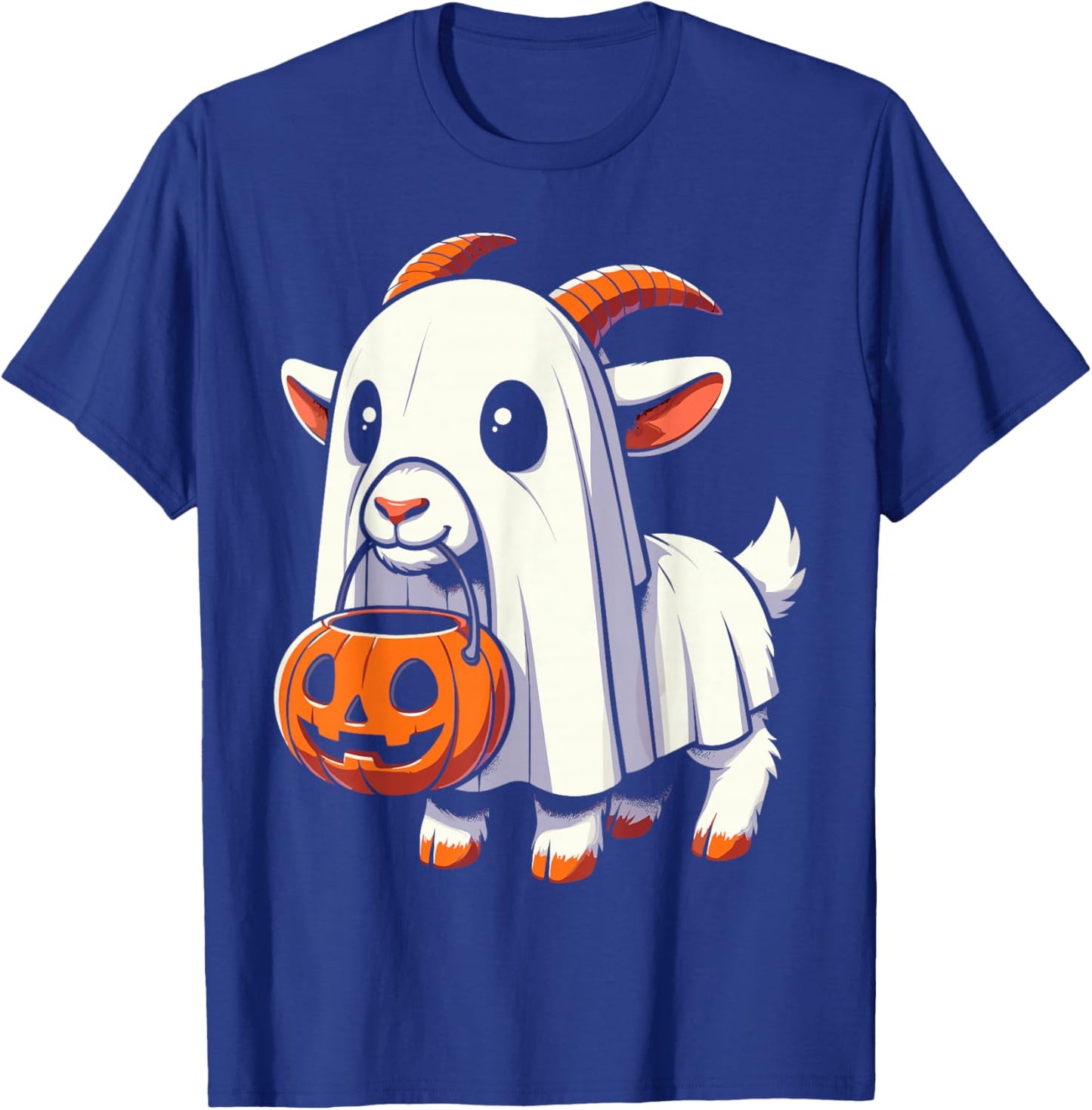 Halloween Cute Goat Ghost T-Shirt - T-Shirt | Royal