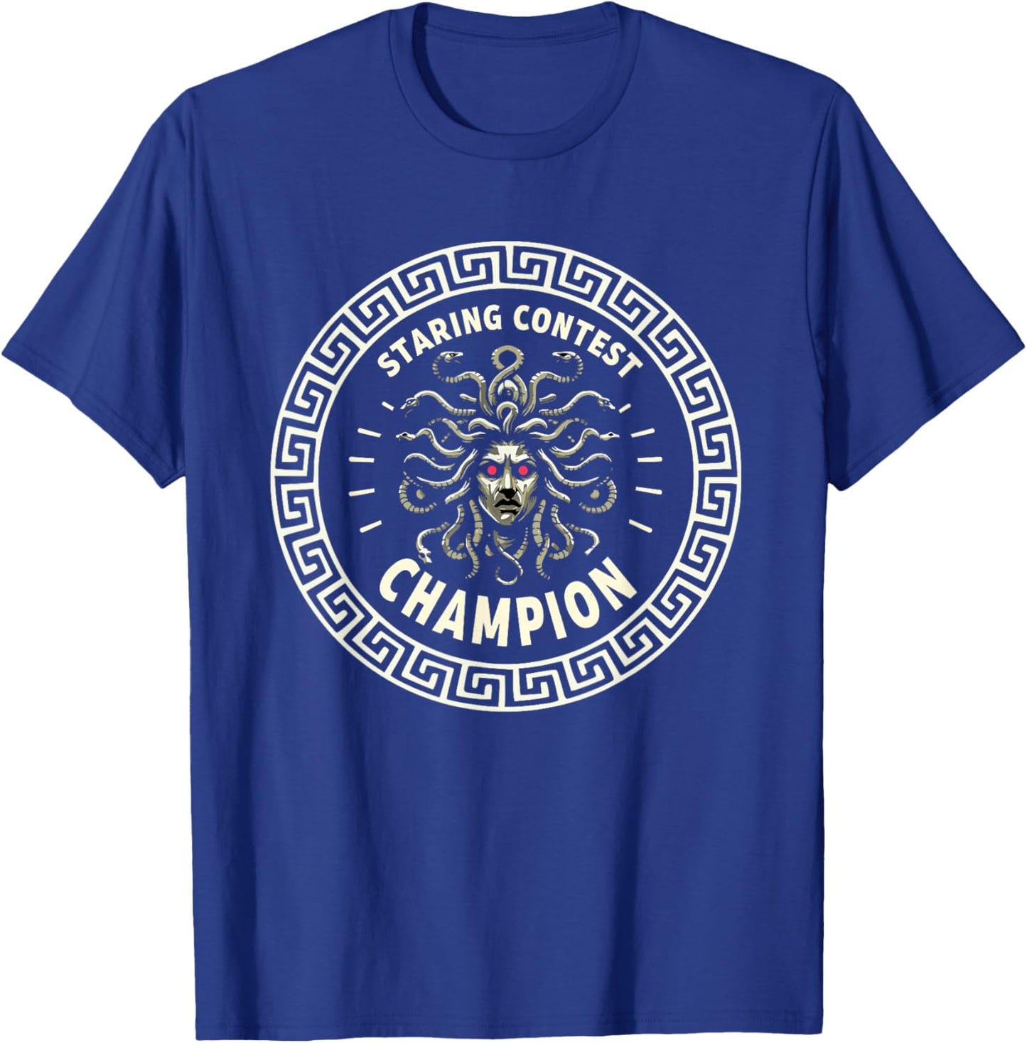 Medusa Staring Contest Funny Greek Mythology T-Shirt - T-Shirt | Royal