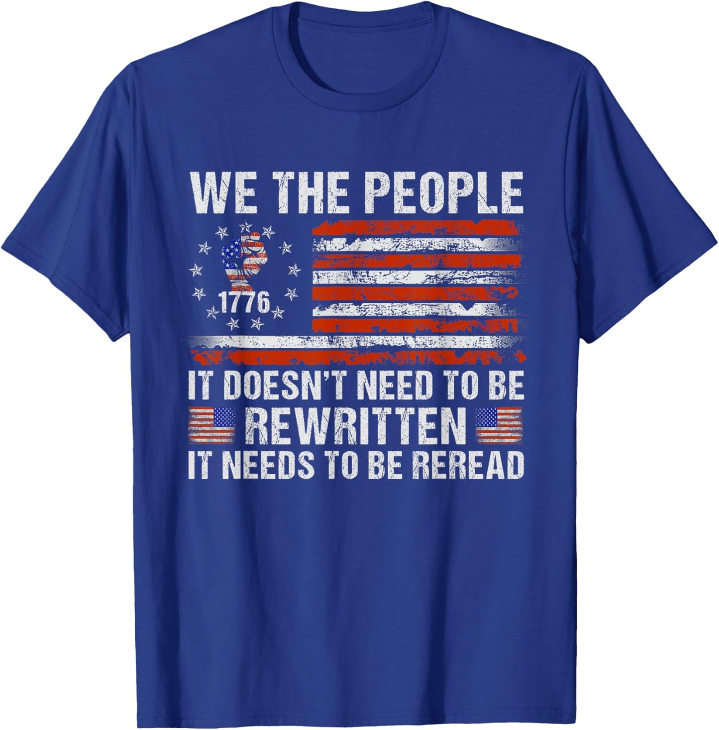 We The People American Flag Patriotic 1776 USA Retro Gifts T-Shirt - T-Shirt | Royal