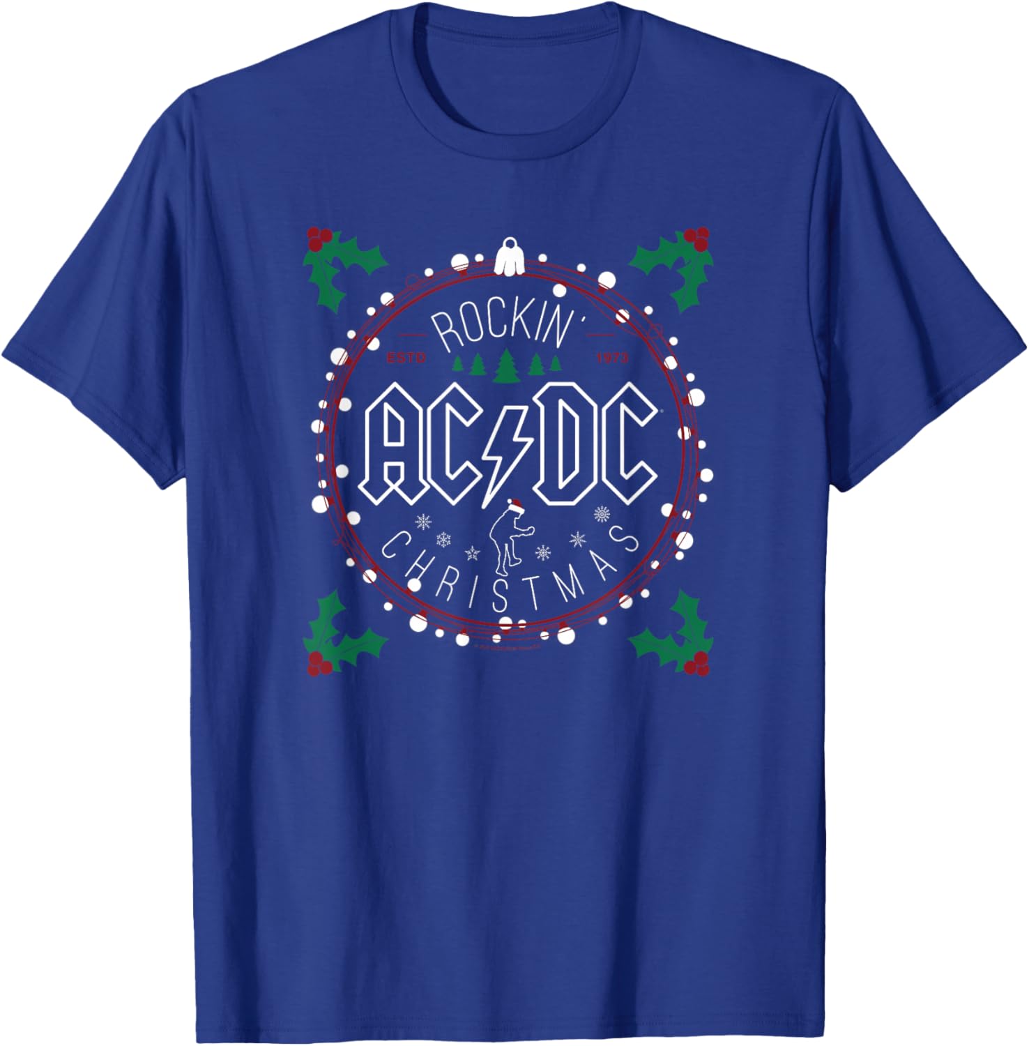 Official AC/DC Rockin Christmas Rock n Roll Music Band Logo T-Shirt - T-Shirt | Royal