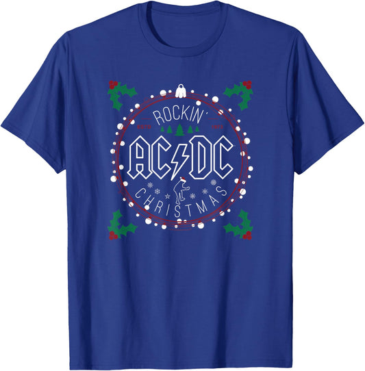 Official AC/DC Rockin Christmas Rock n Roll Music Band Logo T-Shirt - T-Shirt | Royal