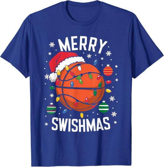 Merry Swishmas Christmas Xmas Basketball Boys Kids Men T-Shirt - T-Shirt | Royal