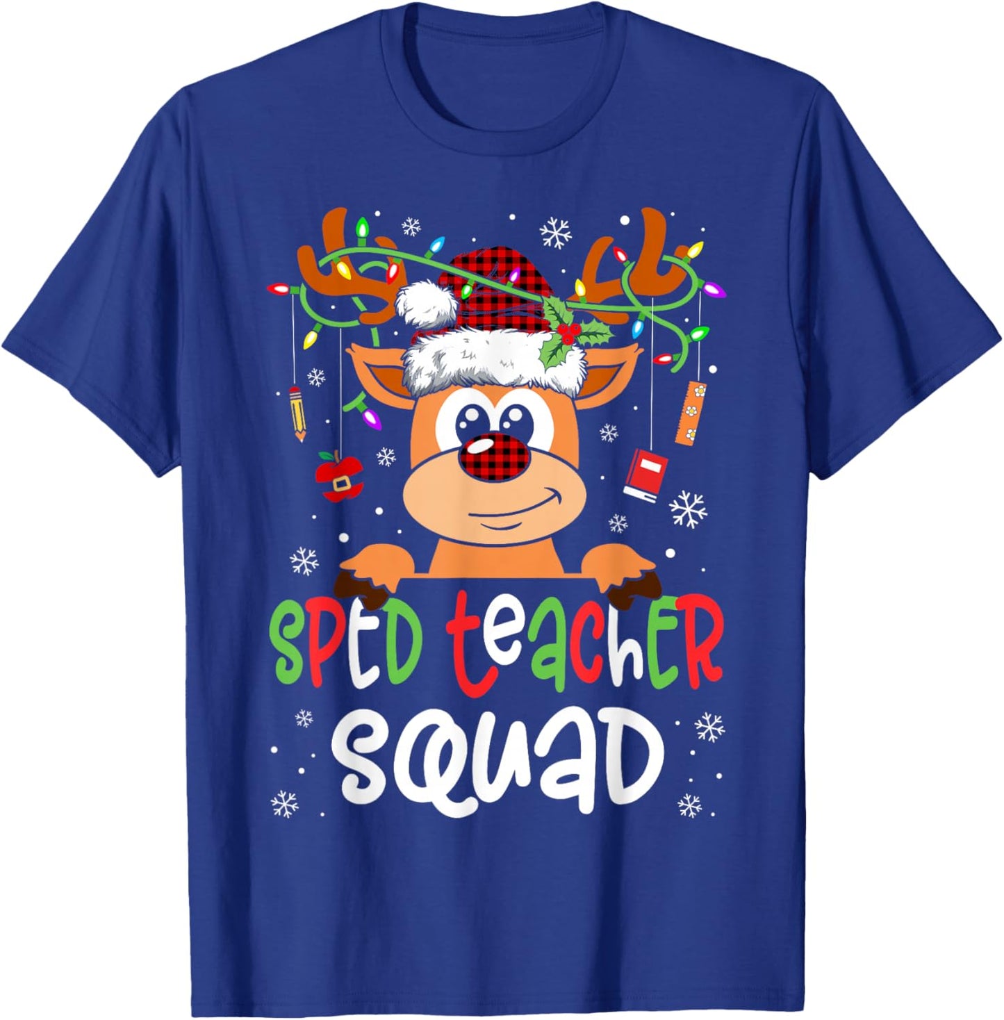 Sped Teacher Squad Reindeer Christmas Special Education T-Shirt - T-Shirt | Royal