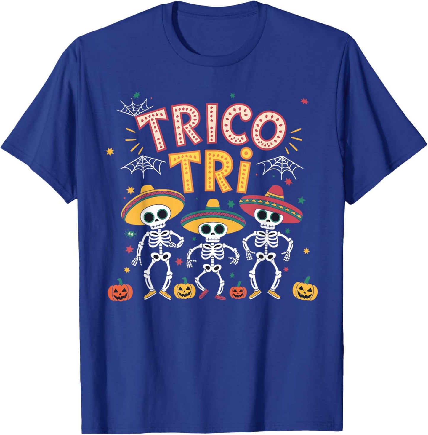 Skeleton Trico Tri Hispanic Mexican Tricotri Halloween T-Shirt - T-Shirt | Royal