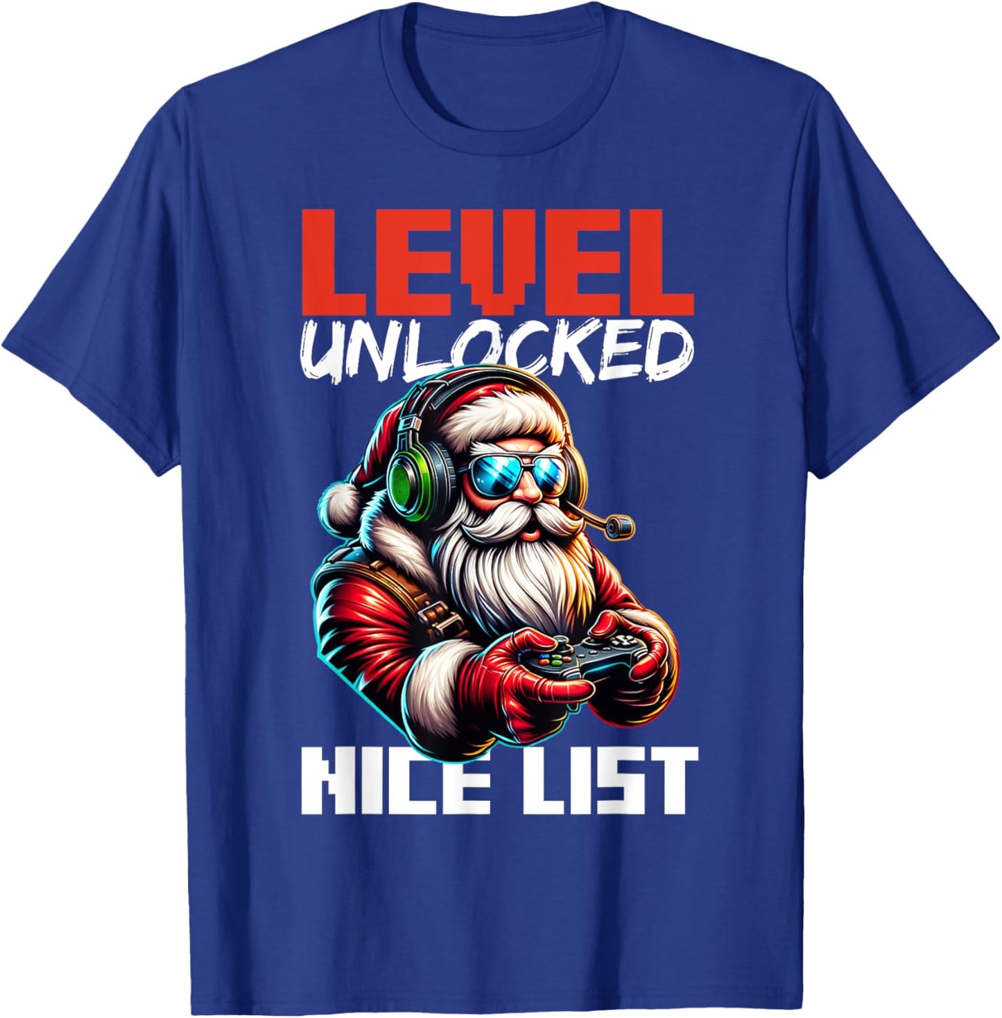 Christmas Gamer Boys Nice List Video Game Santa Xmas T-Shirt - T-Shirt | Royal