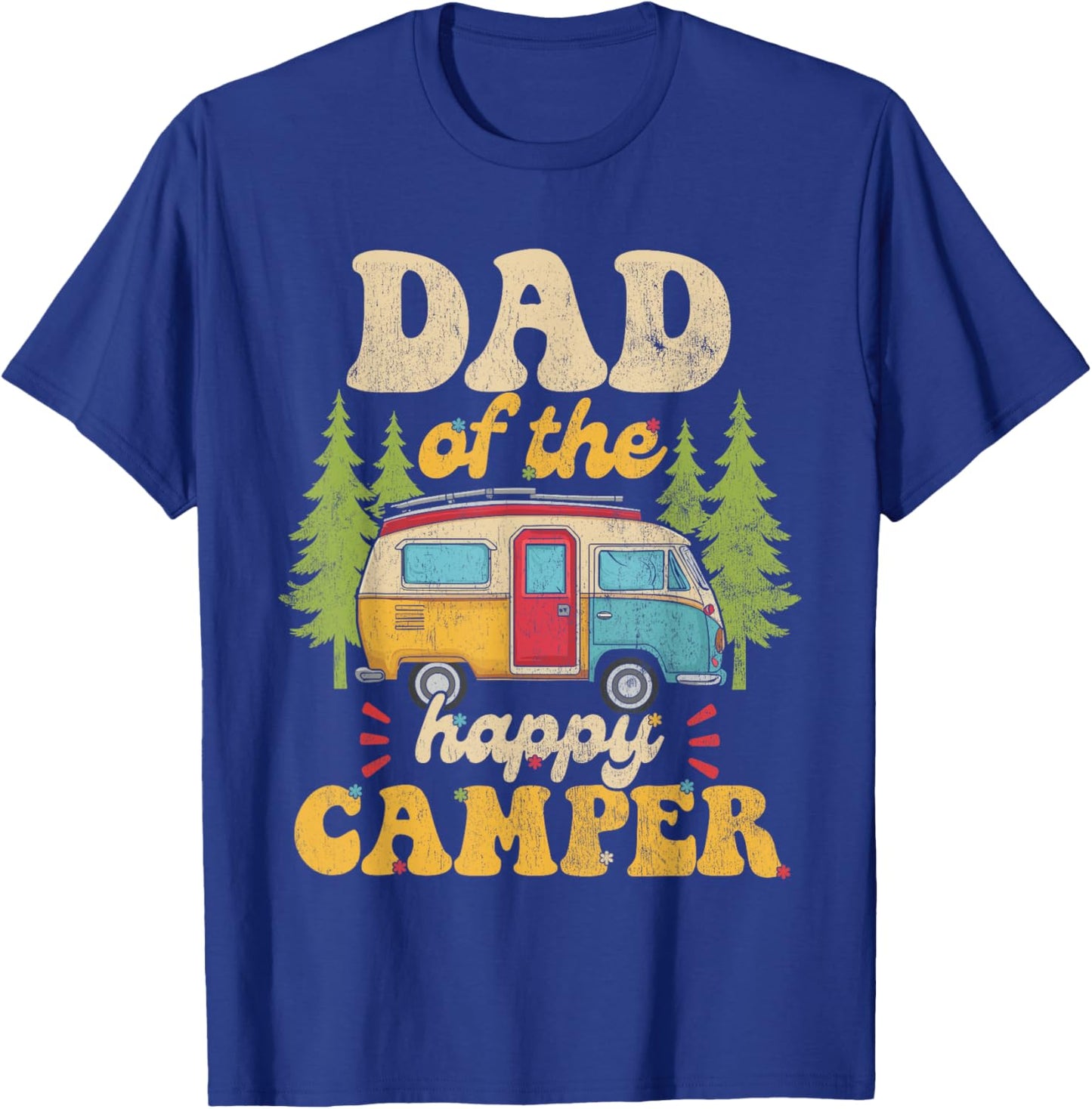 Dad of Happy Camper 1st Birthday Party Retro Dad T-Shirt - T-Shirt | Royal