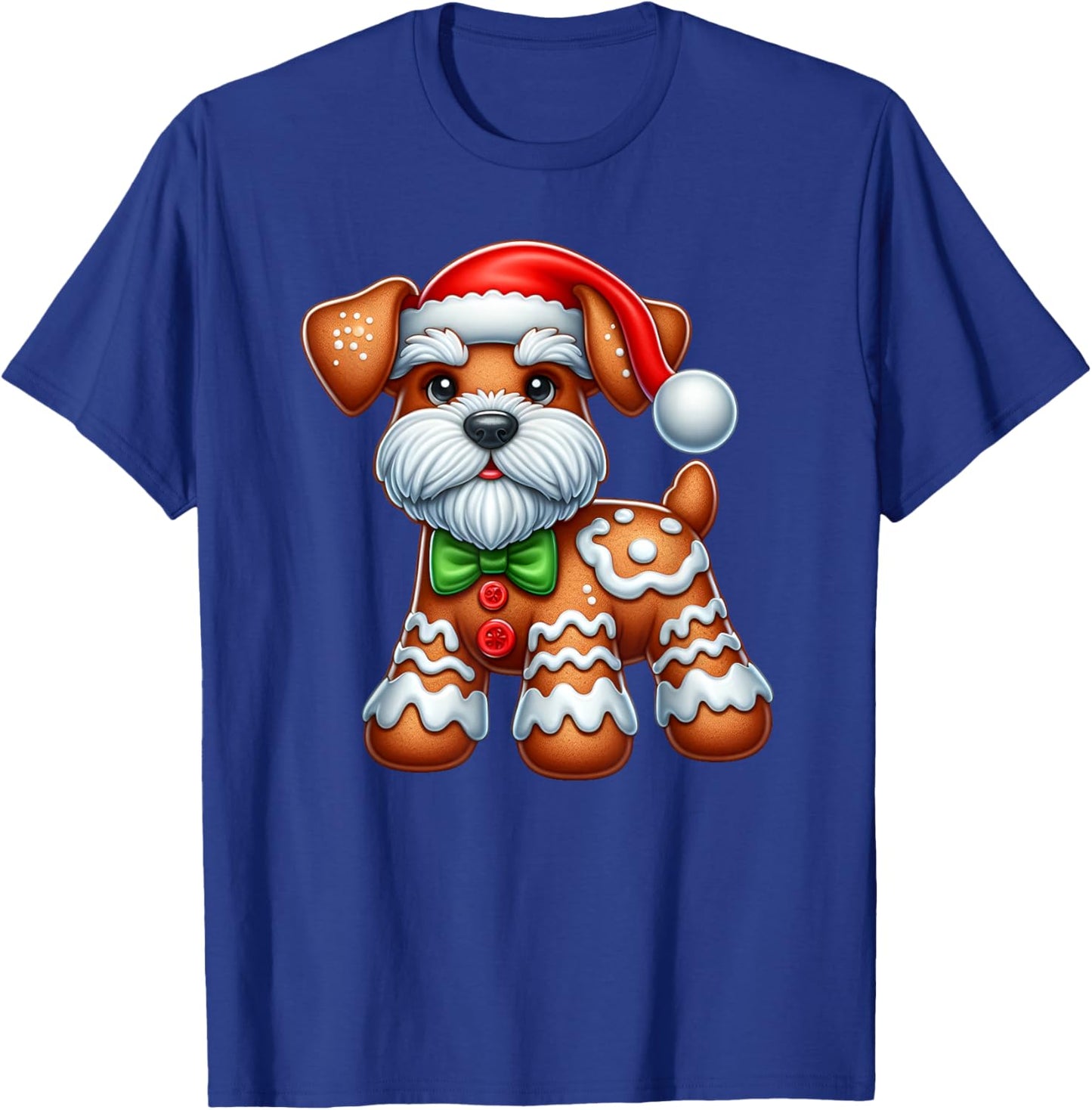 Gingerbread Man Miniature Schnauzer Christmas T-Shirt - T-Shirt | Royal