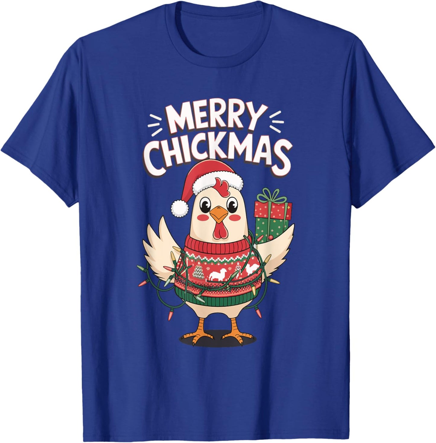 Merry Chickmas Christmas Chicken T-Shirt - T-Shirt | Royal