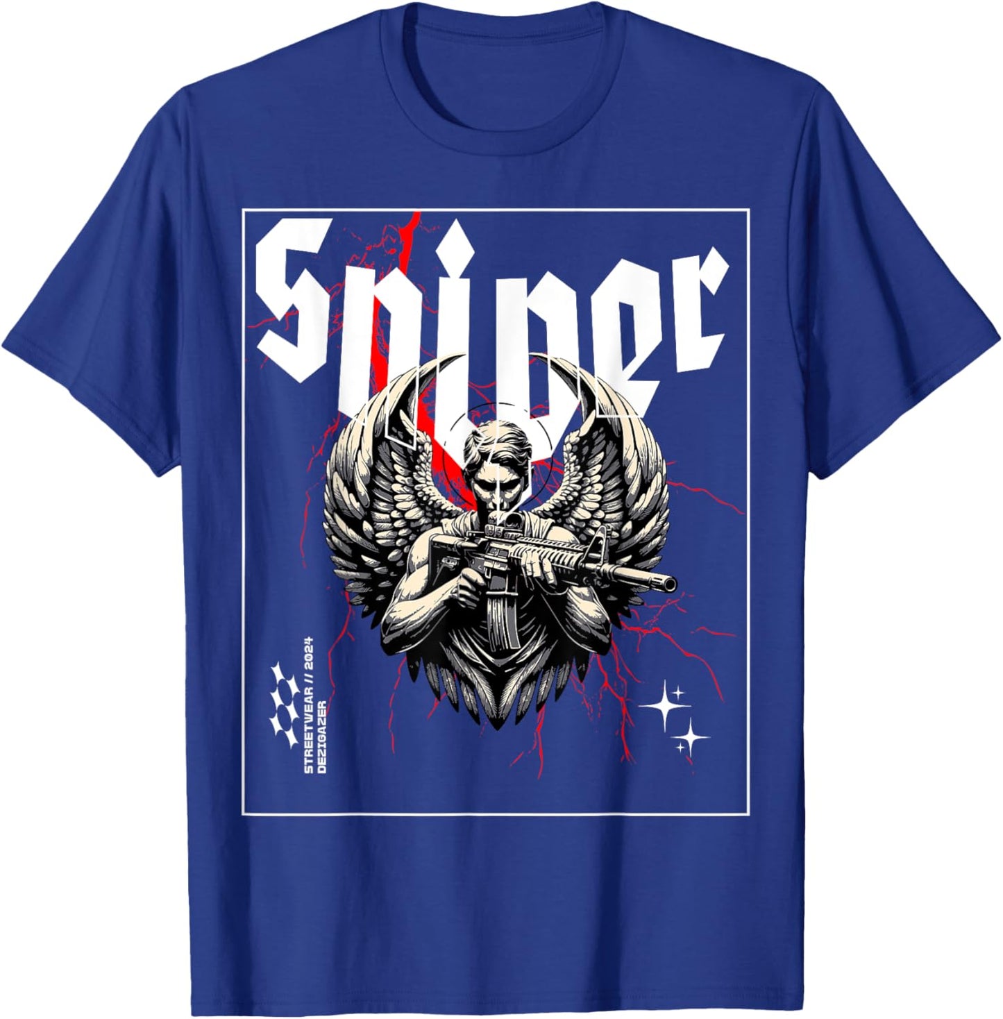 Sniper Graphics Tactical Bold Military Veterans T-Shirt - T-Shirt | Royal