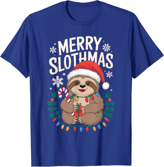 Merry Slothmas Christmas Sloth T-Shirt - T-Shirt | Royal