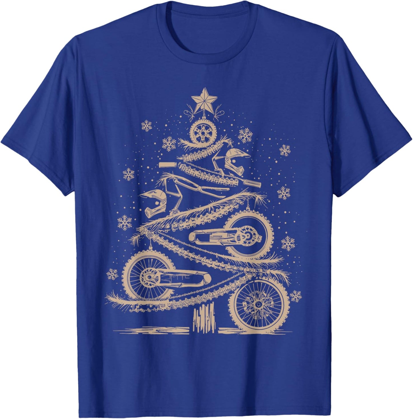 Funny Xmas Motocross Lover Dirt Bike Christmas Tree T-Shirt - T-Shirt | Royal