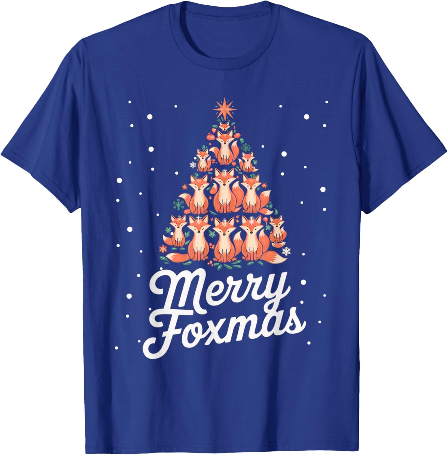 Fox Xmas Tree Foxes Christmas Tree Merry Foxmas T-Shirt - T-Shirt | Royal