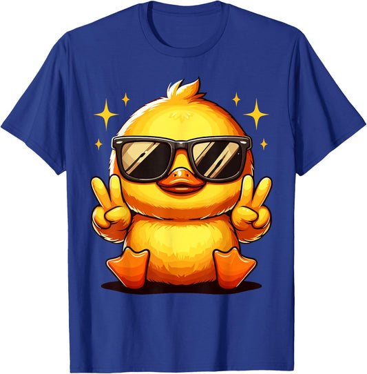 Cool Retro Yellow Rubber Duck in 70s 80s Funny Duck T-Shirt - T-Shirt | Royal