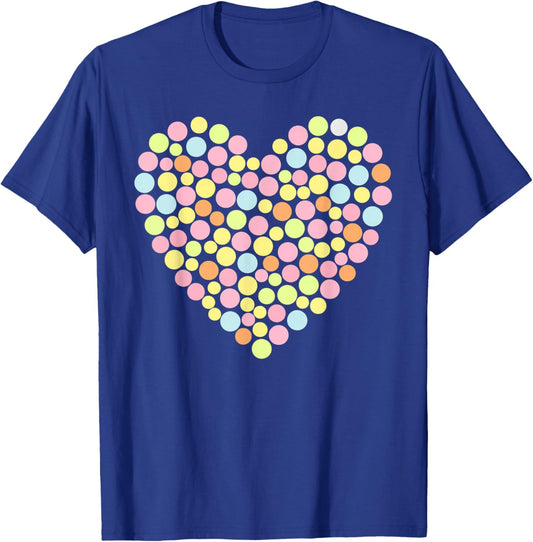 Colorful Heart Novelty Polka Dot Tops T-Shirt - T-Shirt | Royal