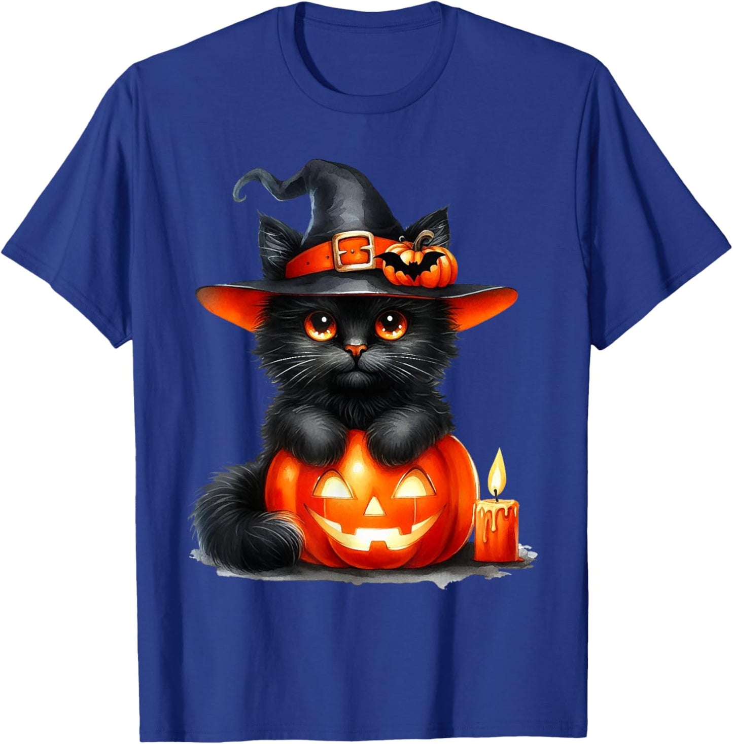 Funny Cat Pumpkin Halloween Black Cat Lover Cat Mom Cat Dad T-Shirt - T-Shirt | Royal