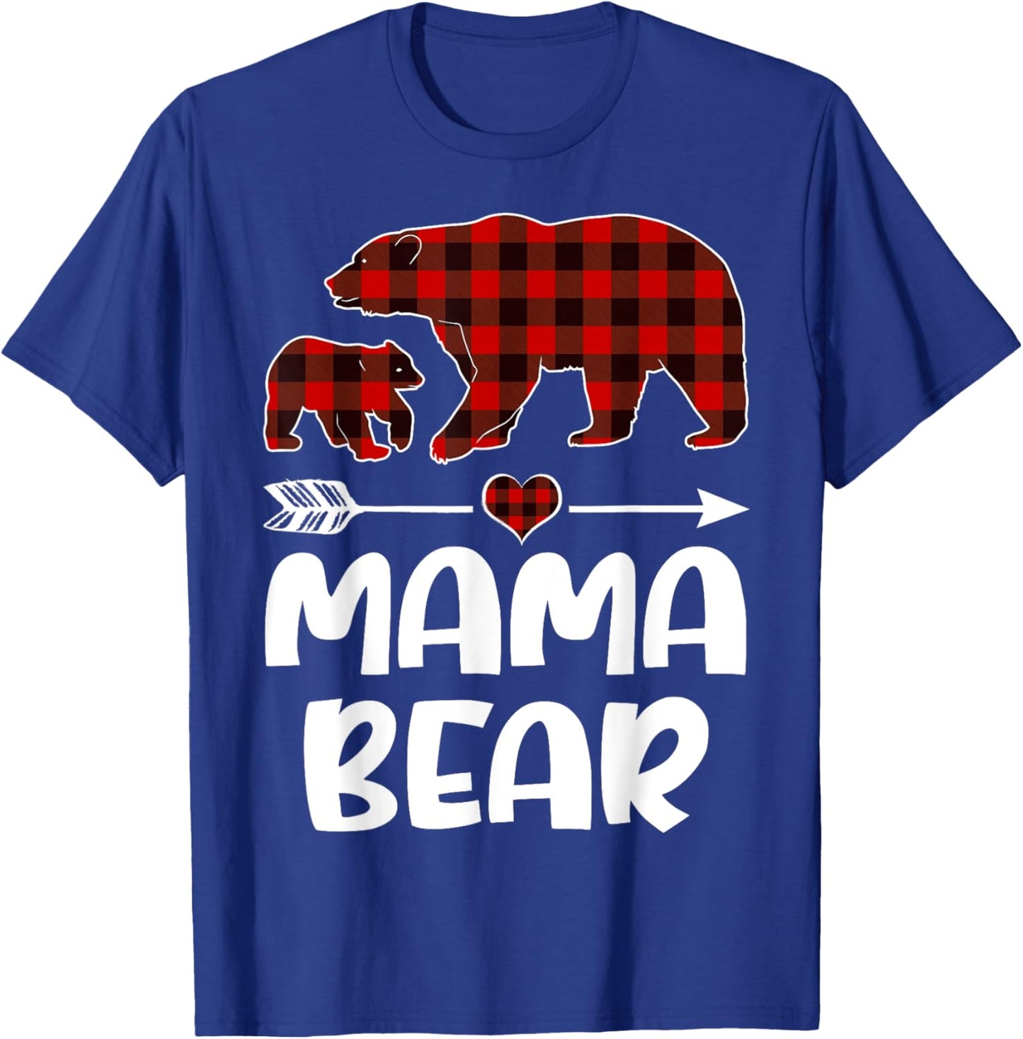 Mama Bear Red& Black Plaid Flannel Christmas Family Pajamas T-Shirt - T-Shirt | Royal