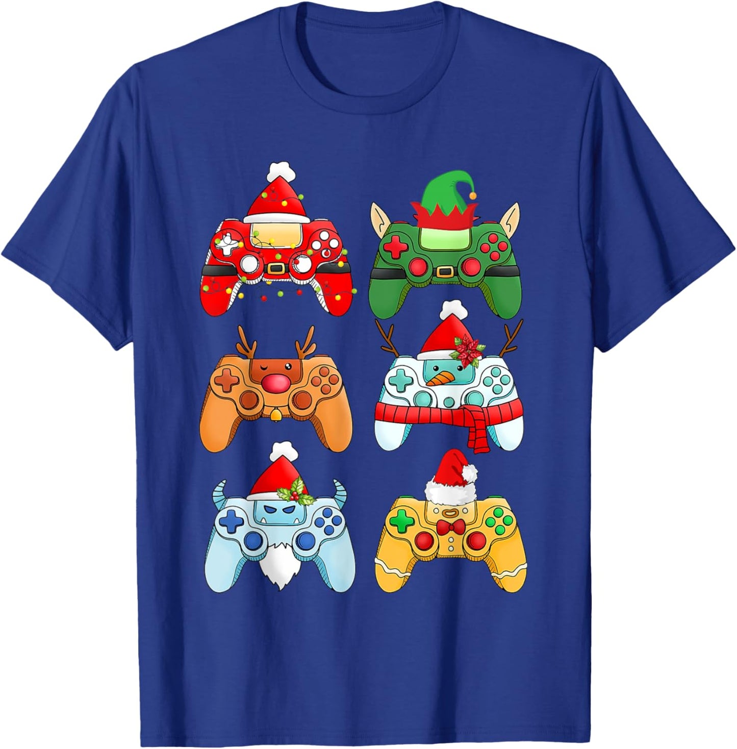 Video Game Christmas Controller Xmas Gamer Santa Hat Boys T-Shirt - T-Shirt | Royal