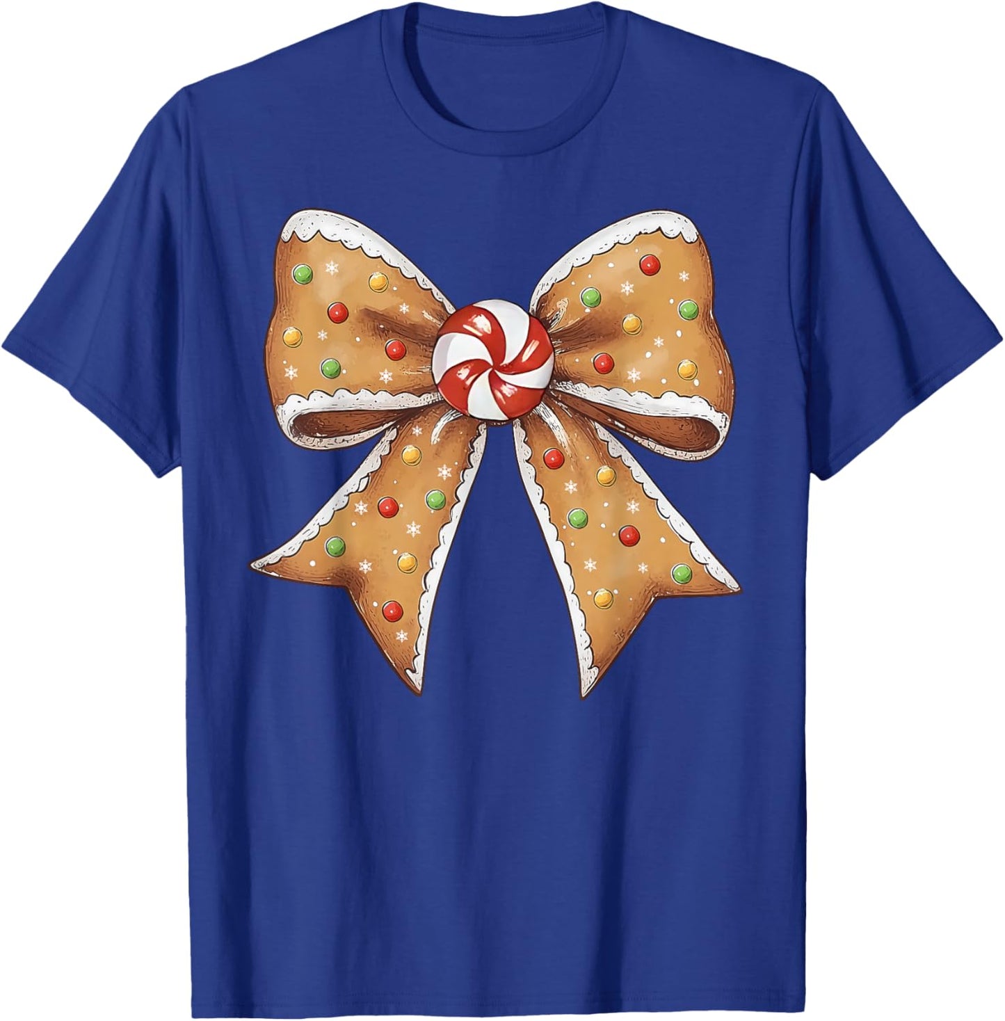 Cute Gingerbread Coquette Bow Christmas Women Kids Girls T-Shirt - T-Shirt | Royal