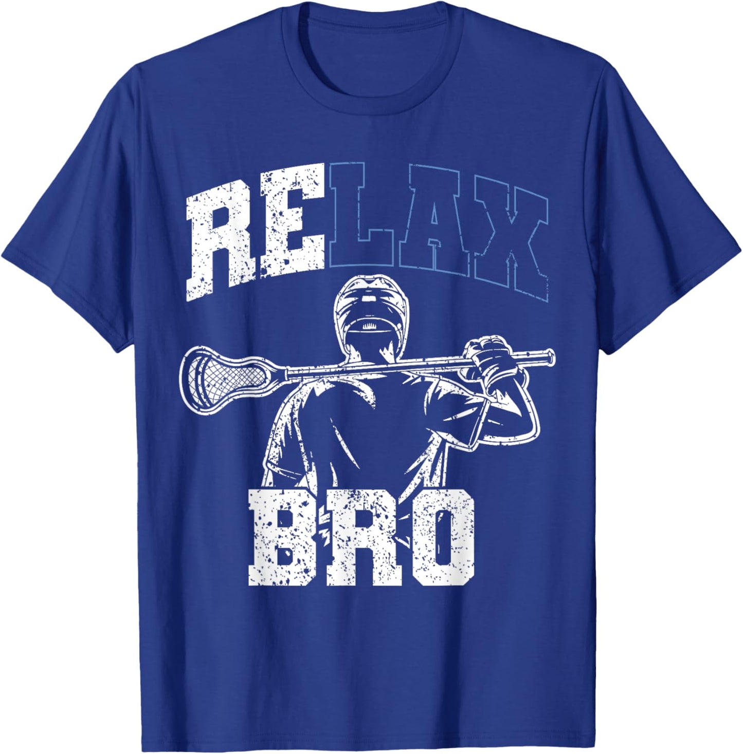 Distressed Lacrosse Player Coach Joke Relax Bro Lacrosse T-Shirt - T-Shirt | Royal
